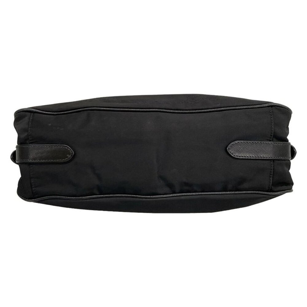 Prada Shoulder Bag Logo Jacquard Black Leather Tag - Picture 5 of 15